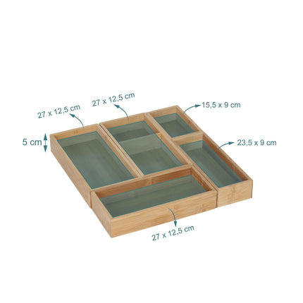 Set organizator sertare din bambus, 5 piese – Bucătărie și birou