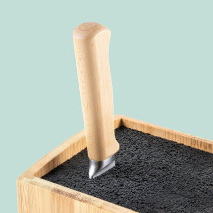 Bloc de cuțite din bambus cu inserție flexibilă pentru peri