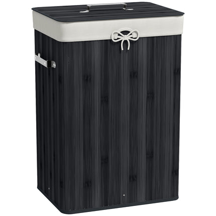 Coș de rufe din bambus, 72L, sac detașabil din pânză
