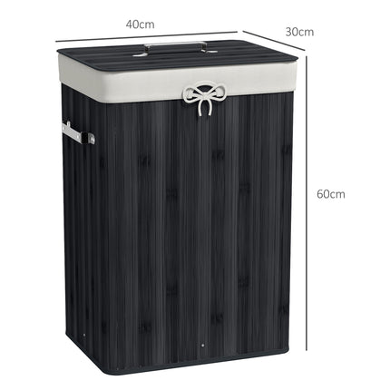 Coș de rufe din bambus, 72L, sac detașabil din pânză