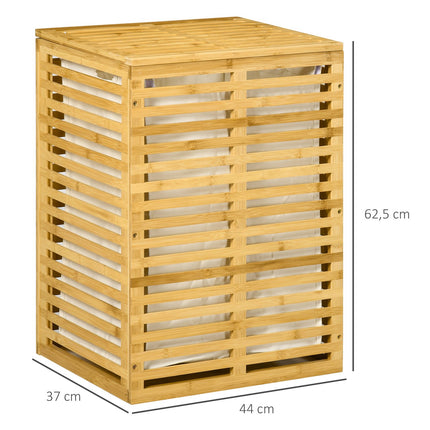 Coș de rufe din bambus cu coș de rufe de 63 L cu capac Sac de rufe detașabil, tijă, coșuri de rufe Cutie de rufe pentru spălătorie Dormitor Baie Lemn natural |