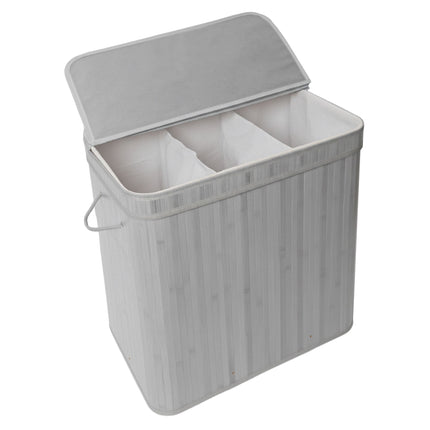 Coș de rufe din bambus cu capac – căptușeală detașabilă, pliabilă