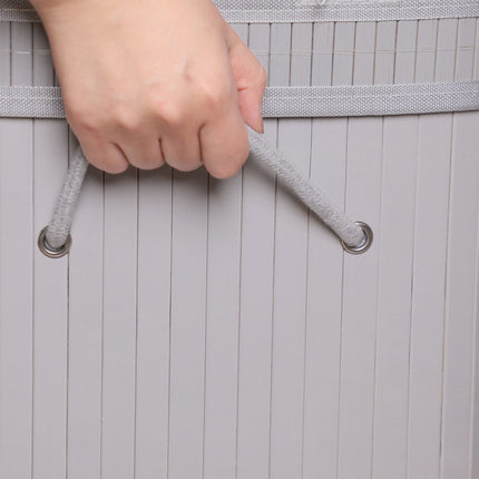 Coș de rufe din bambus cu capac – căptușeală detașabilă, pliabilă