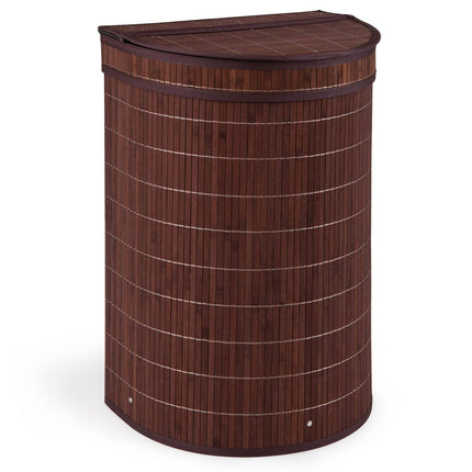 Bamboo Laundry Hamper 72 L with Zippered Lid and Liner, Brown, Foldable