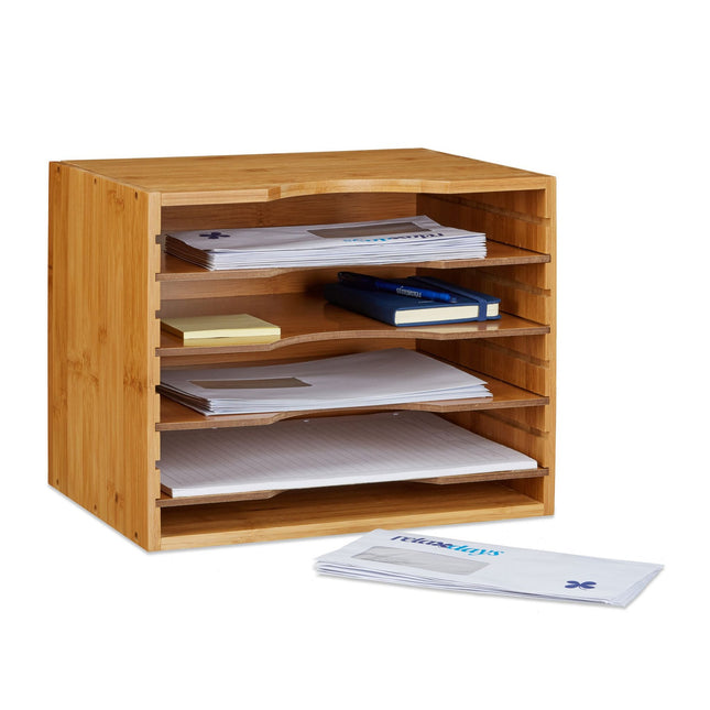 Organizator din bambus Sistem de depozitare Birou Organizare Documente Raft Suport Birou