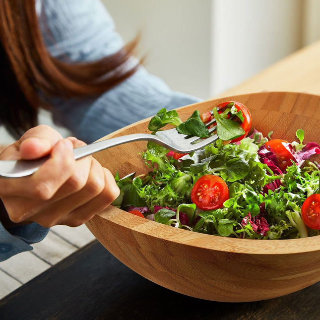 Bol oval pentru salată din bambus - Natural, ușor de curățat