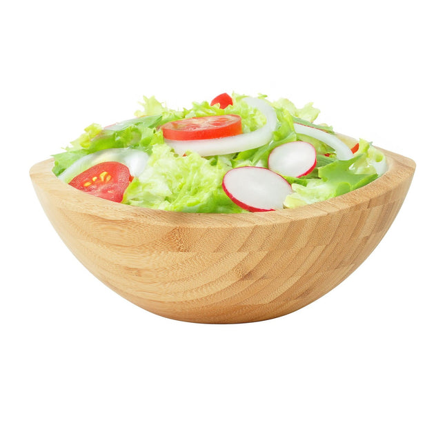Bol oval pentru salată din bambus - Natural, ușor de curățat