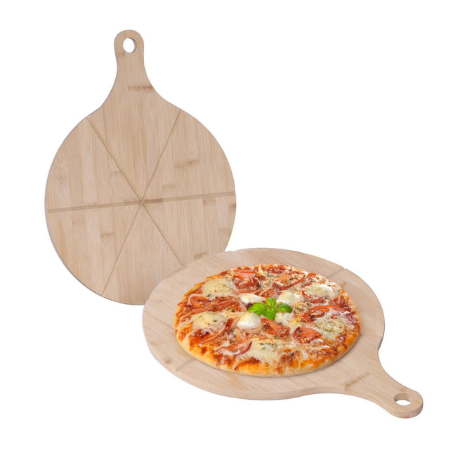 Set de 2 plăci de pizza din bambus cu caneluri