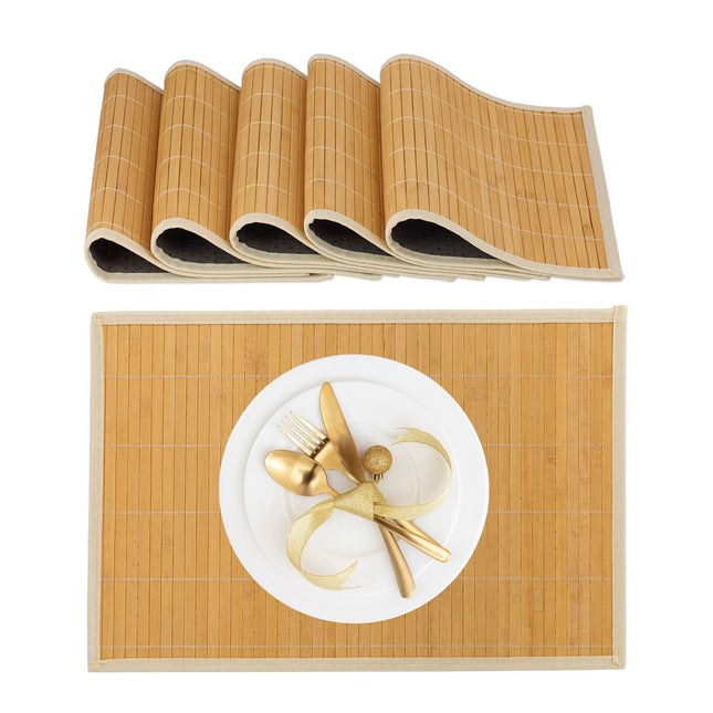 Set de 6 servetele de loc din poliester din bambus cu suporturi