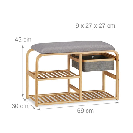 Bancă de pantofi din bambus cu compartimente