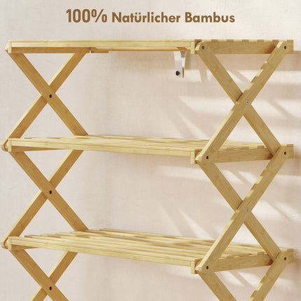 Suport pentru pantofi din bambus, cu 4 niveluri, pentru 12 perechi, 60x29x67 cm