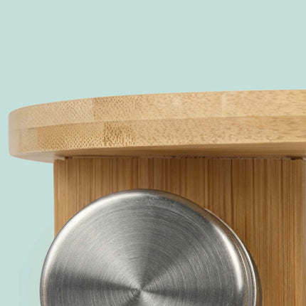 Bamboo Spice Carousel with 20 Glass Jars and Shaker Inserts, Rotating Base