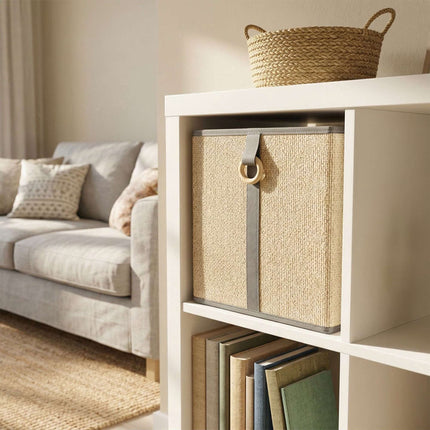 Bamboo Storage Baskets With Fabric Liner, Fold-Flat