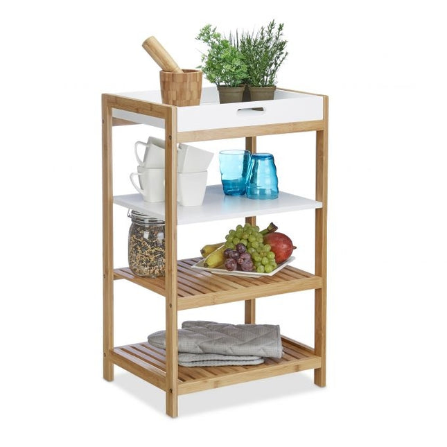 Bamboo kitchen shelf with tray