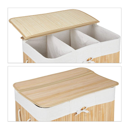 Cos de rufe din bambus 3 compartimente