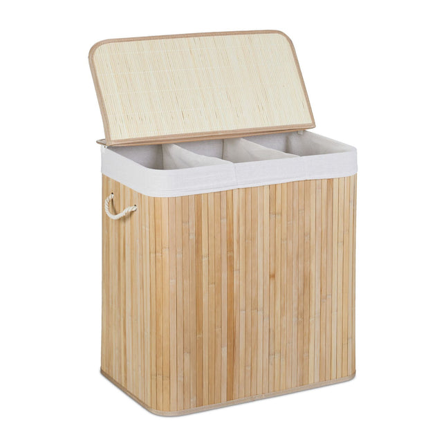 Cos de rufe din bambus 3 compartimente