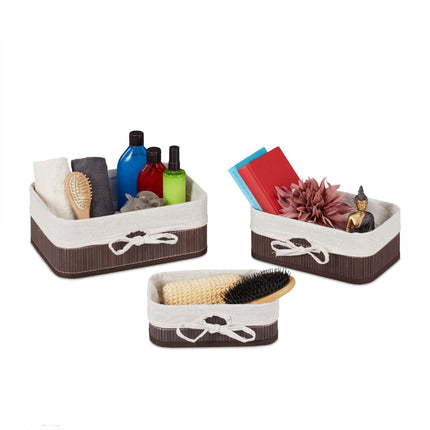 Set de 3 cosuri de depozitare din bambus