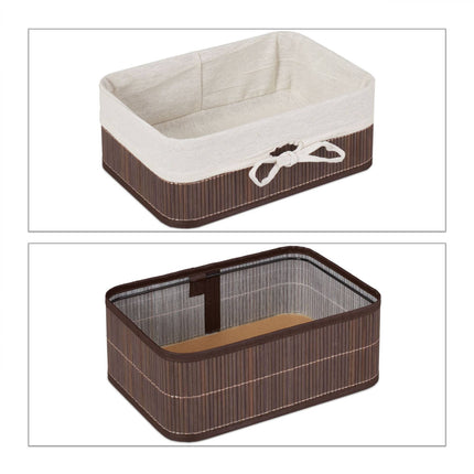 Set de 3 cosuri de depozitare din bambus