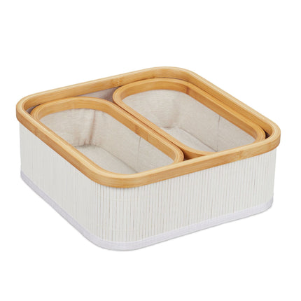 Set de 3 cosuri de depozitare din bambus