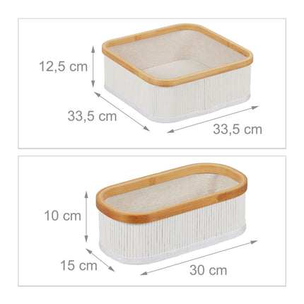 Set de 3 cosuri de depozitare din bambus