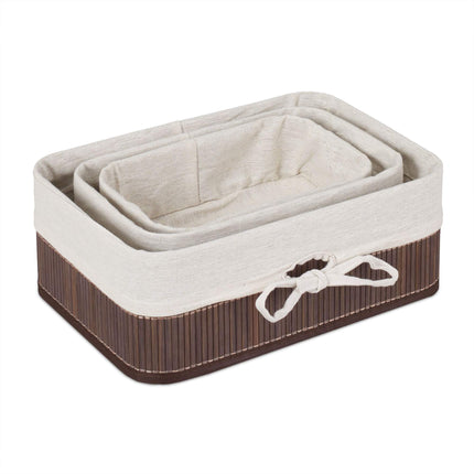 Set de 3 cosuri de depozitare din bambus