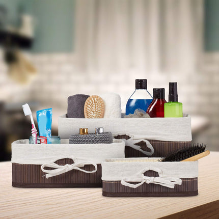 Set de 3 cosuri de depozitare din bambus