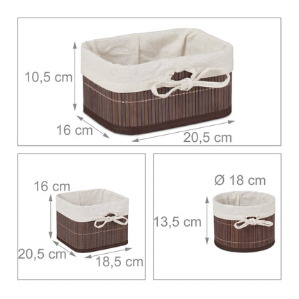 Set de 4 cosuri de depozitare din bambus