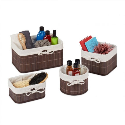 Set de 4 cosuri de depozitare din bambus
