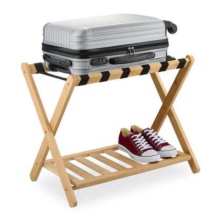Bamboo suitcase stand