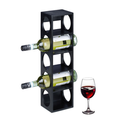 Raft pentru vin din bambus, negru