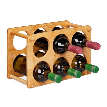 Suport de vin din bambus pentru 6 sticle