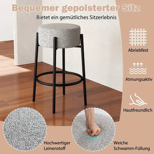Scaun de bar 68cm, scaun capitonat, fara spatar, cadru metalic
