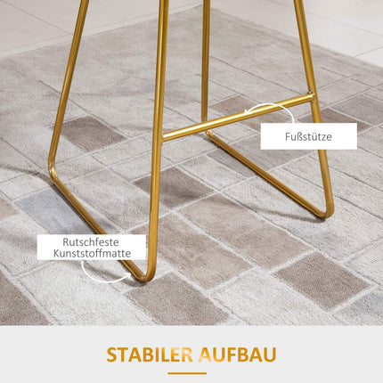 Velvet bar stool set, kitchen stools with backrest, gold/black