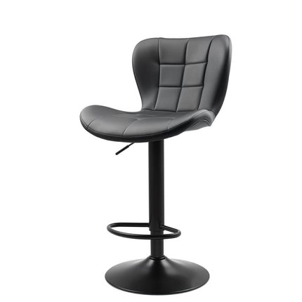 Bar Stool Set of 2, PU Leather Swivel, Adjustable, Black