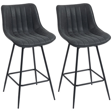 Set de 2 scaune de bar, 68 cm, pivotante la 360 de grade, negre, cu spătar
