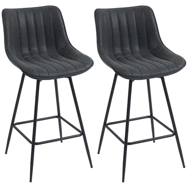 Set de 2 scaune de bar, 68 cm, pivotante la 360 de grade, negre, cu spătar