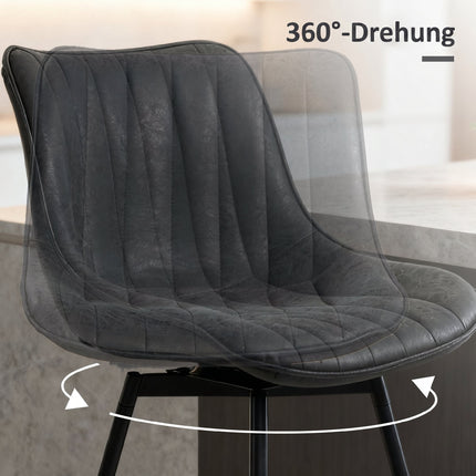 Set de 2 scaune de bar, 68 cm, pivotante la 360 de grade, negre, cu spătar