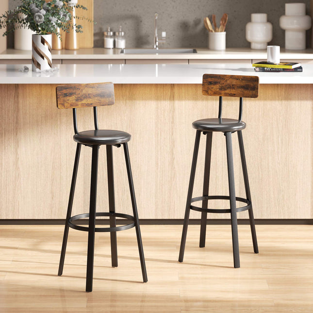 Set de 2 scaune de bar, spătar, înălțime a șezutului 75,5 cm