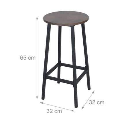 Set de 2 scaune de bar, șezut din MDF, cadru metalic