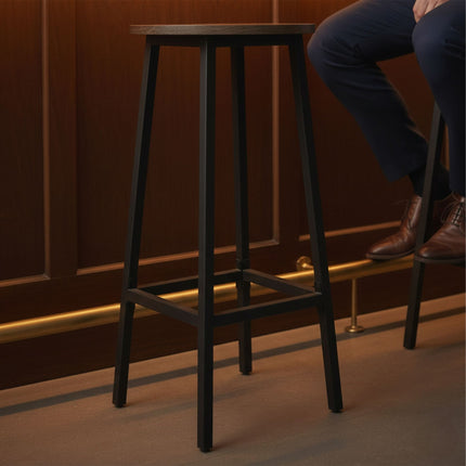 Set de 2 scaune de bar, șezut din MDF, cadru metalic