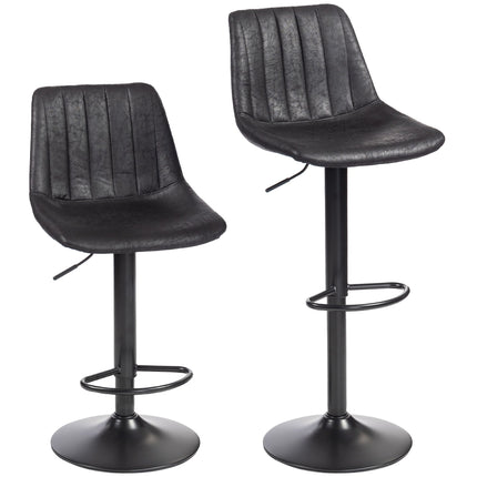 Scaune de bar, Set de 2, Retro, Înălțime reglabilă, Negre