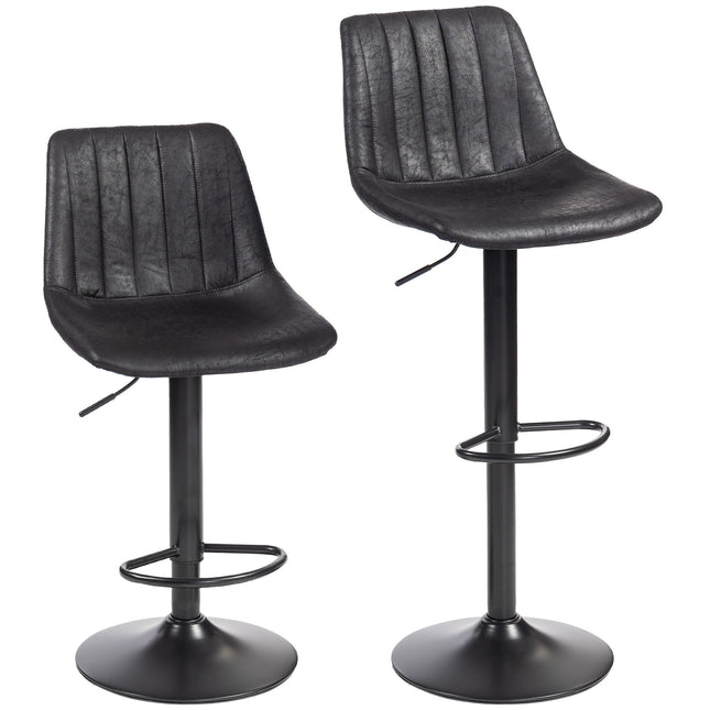 Scaune de bar, Set de 2, Retro, Înălțime reglabilă, Negre