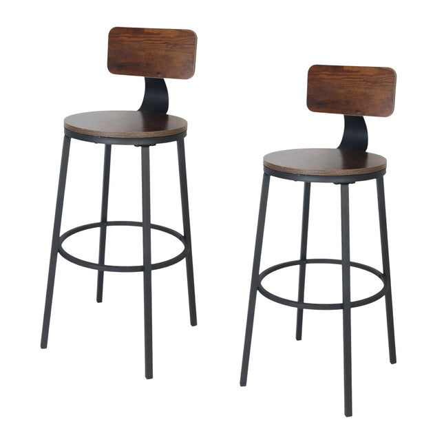 Scaune de bar cu spătar, set de 2 piese, cadru metalic