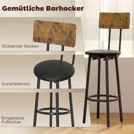 Set masă de bar, 3 piese, piele ecologică, maro