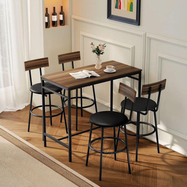 Set de mese de bar, 5 piese, lemn și oțel, design industrial