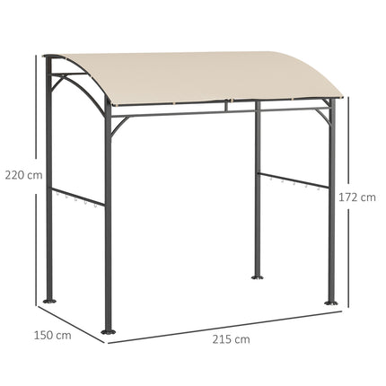 Grill roof with UV-resistant rain cover, beige steel frame
