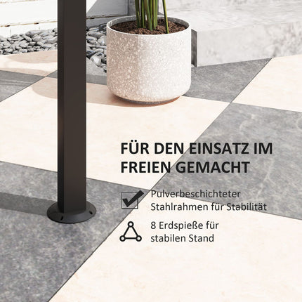 Pavilion grătar 233 x 110 x 235 cm foișor de grădină rezistent la vânt cu acoperiș dublu, rafturi, foișor cu protecție UV, foișor BBQ din oțel, cort grătar cort pentru petrecere BBQ, gri închis Aosom