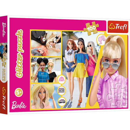 Puzzle cu sclipici Barbie, 100 de piese pentru distracție și creativitate