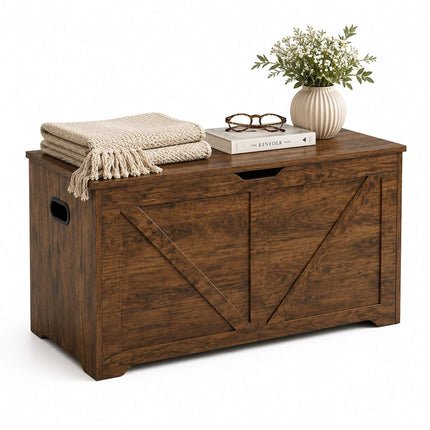 Bancă de depozitare în stil hambar, MDF maro – 100x40x46 cm