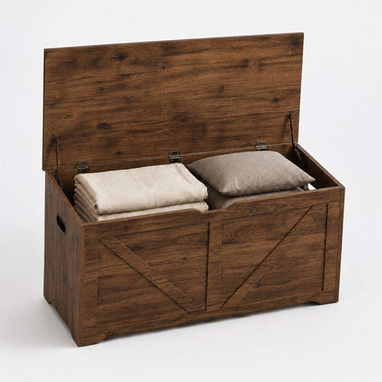 Bancă de depozitare în stil hambar, MDF maro – 100x40x46 cm